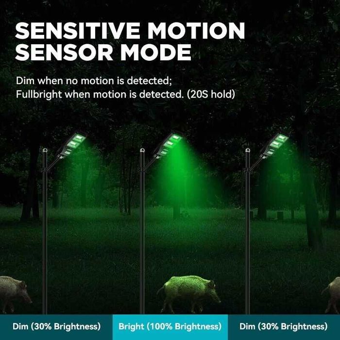 Lampa solara cu lumina verde, 6000 lumeni, LED, pentru vanatoare