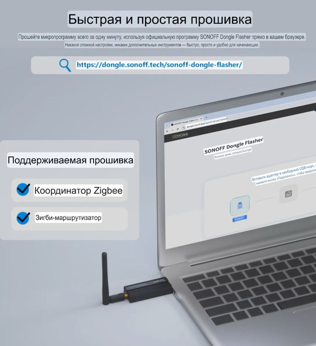 Координатор SONOFF Zigbee 3.0 USB Dongle Plus P [до 200 устройств]