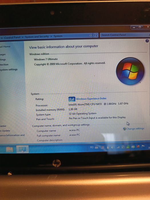 Laptop mini HP notebook funcțional, stare vizuală buna.