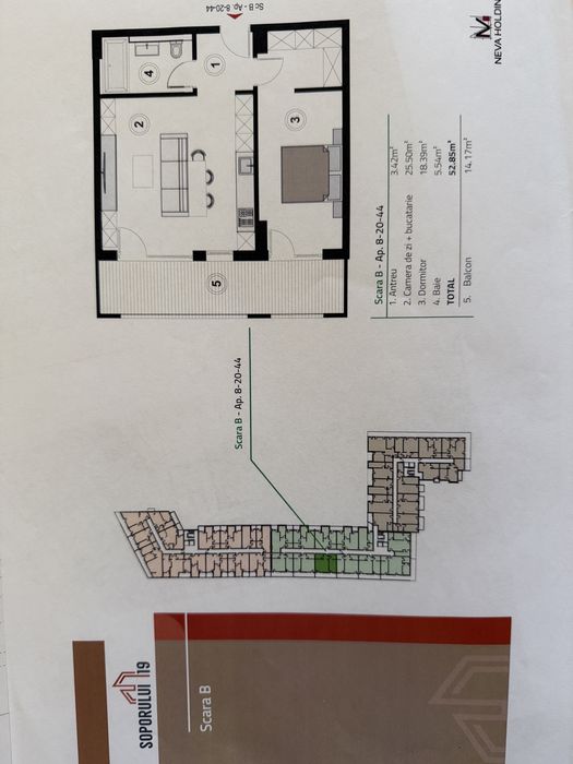 Apartament cu 2 camere – Soporului 19