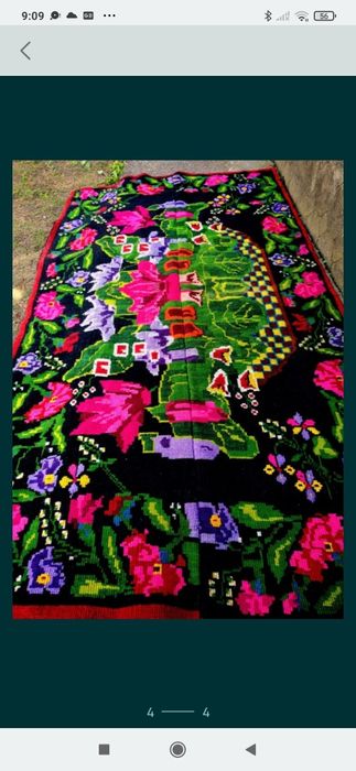 COVOR/LIPIDEU țesut manual din lăna naturală cu urzeala de bumbac