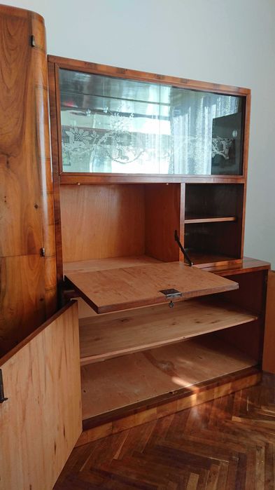 Mobilier vintage stil Art Deco, lemn masiv cu furnir nuc