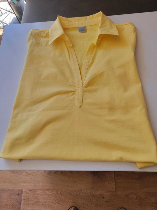 Ежедневни дамски  тениски  с яка размер: М, Л, ХЛ, 2ХЛ цвят жълт