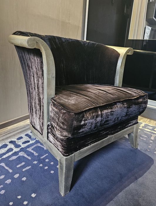 Фотьол дърво + плюш