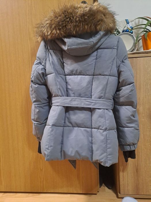 Зимно сиво яке с качулка
