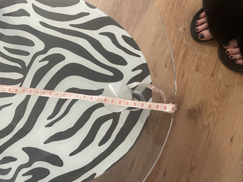 Vand masuta de cafea din sticla cu model zebra