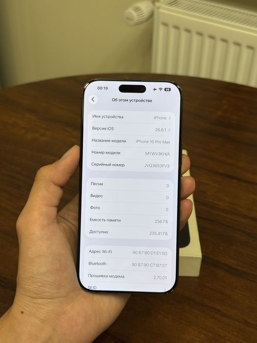 iPhone 16 Pro Max 256gb 93yomks Black Titanium