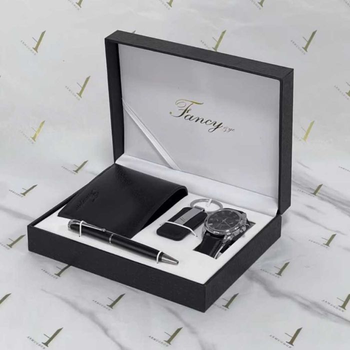Елегантен мъжки комплект – Часовник, портфейл, химикал и ключодържател