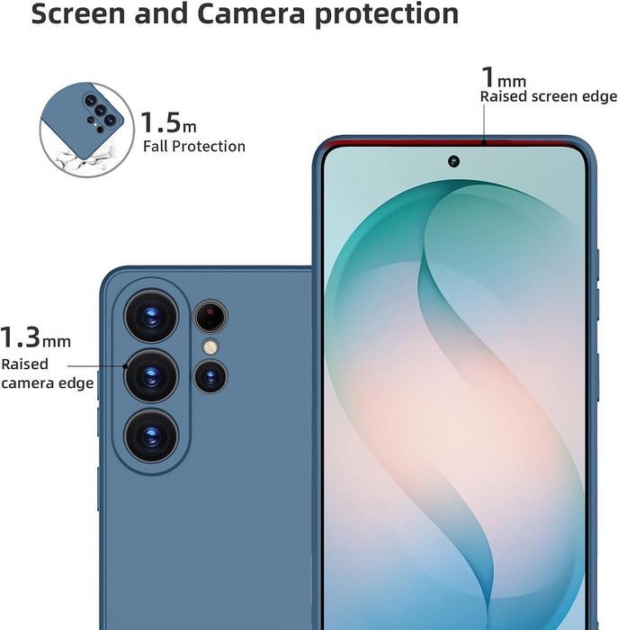 Матов силиконов кейс за samsung galaxy s26 ultra - тъмно син - със защ