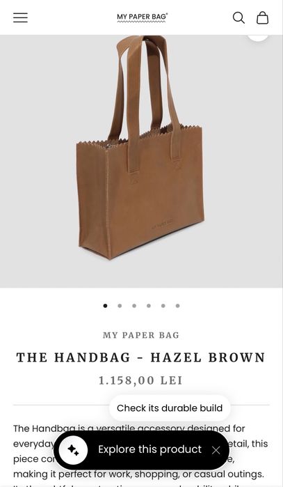 Geanta My Paper Bag - piele intoarsa