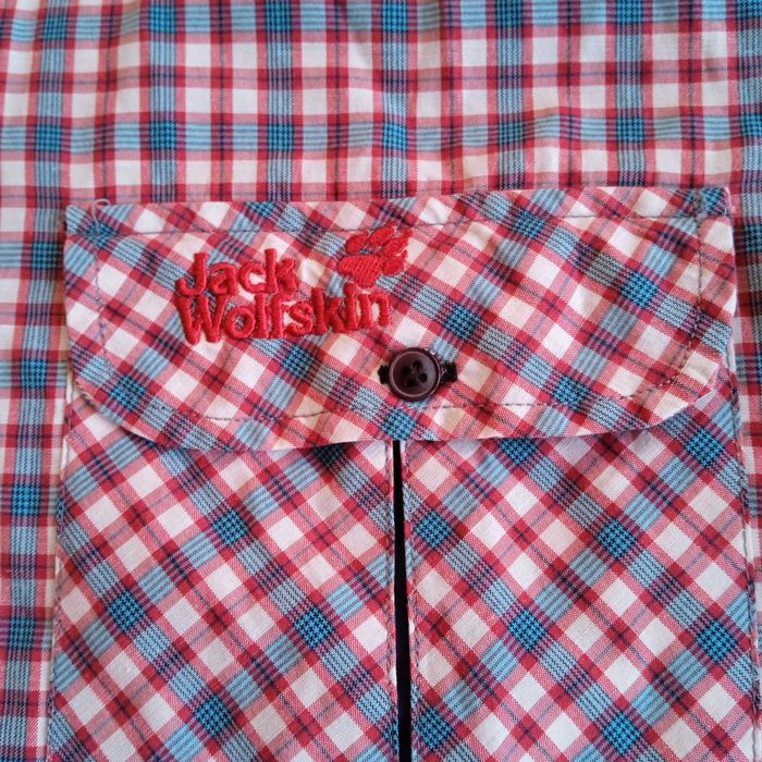 %SALE! КАТО НОВА JACK WOLFSKIN Size M оригинална карирана риза с къс ръкав Джак Улфскин Plaid Shirt