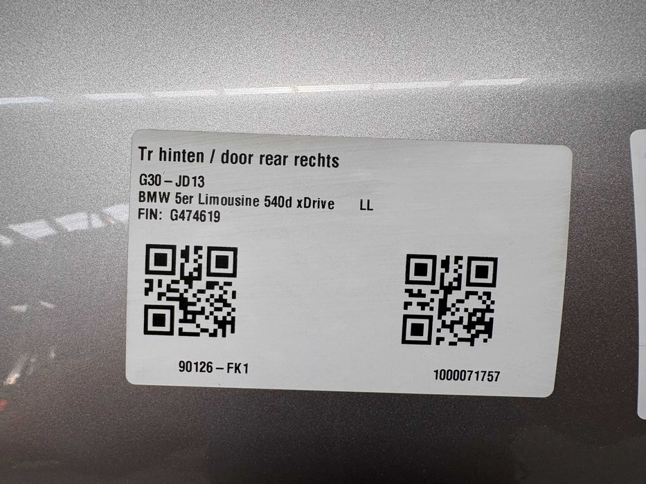 Задна Дясна Врата За БМВ Ф90 Г30 7408964 BMW F90 G30