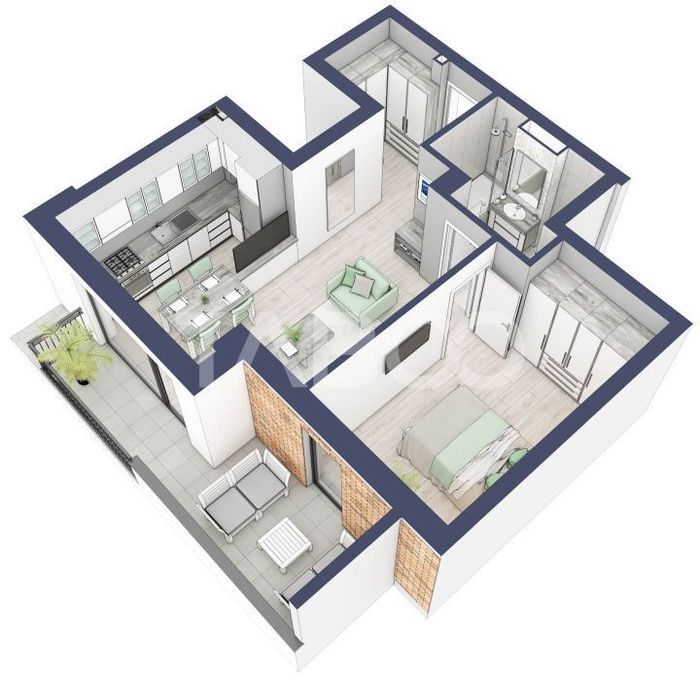 Apartament la parter cat un etaj 1 cu 47 mp utili 2 camere Turnisor — fotografia 1