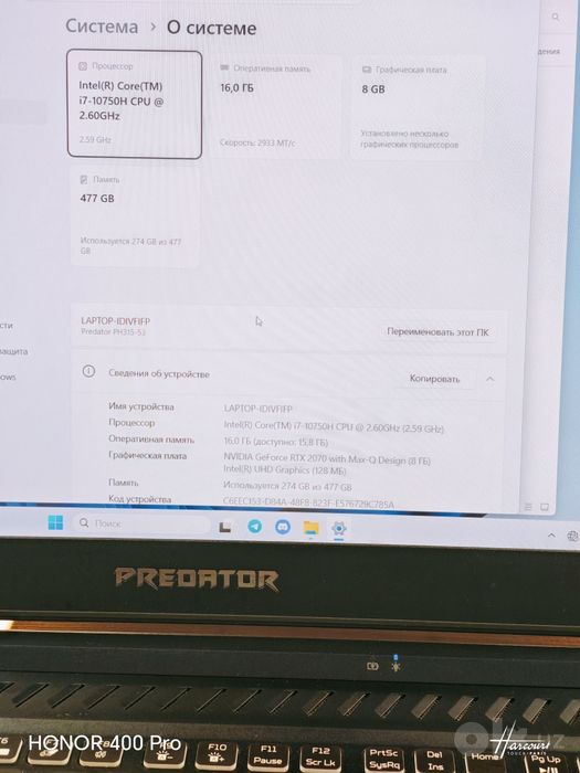 Acer Predator Helios 300 Gaming noutbuk notebook srochna kelishamz