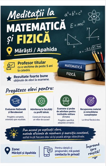 Doua locuri disponibile meditatii matematica/fizica