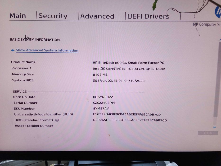 HP EliteDesk 800 G6 SFF 8GB RAM i5-10500