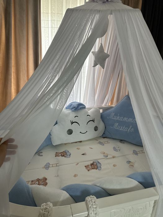 Detskiy krovat transformer ichidigilari bn matras parda yostiqlari