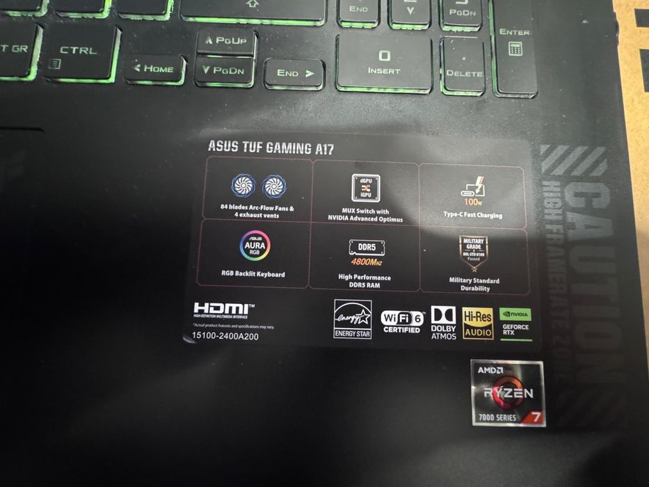Laptop Gaming ASUS TUF A18 RTX 5050 8GB / Ryzen 7 / 18” 144Hz / GARANȚIE 30 luni