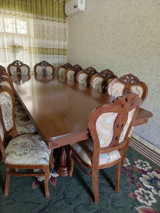Ореховый стол стул 12 персон