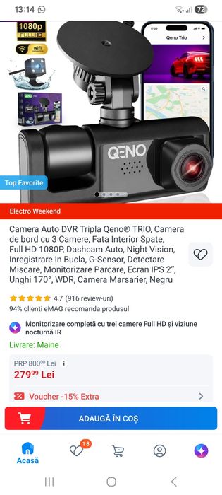 Camera auto de bord qeno trio