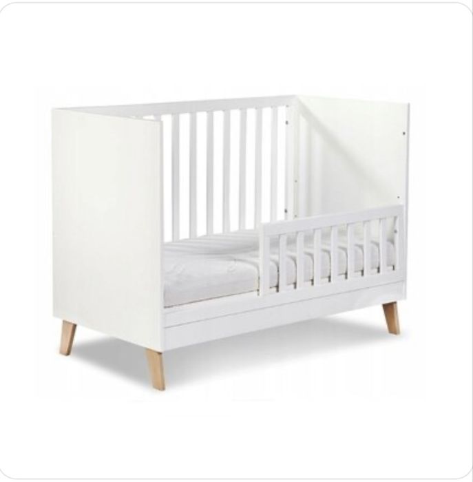 Patut lemn copii Klups Noah, Alb +cadou saltea