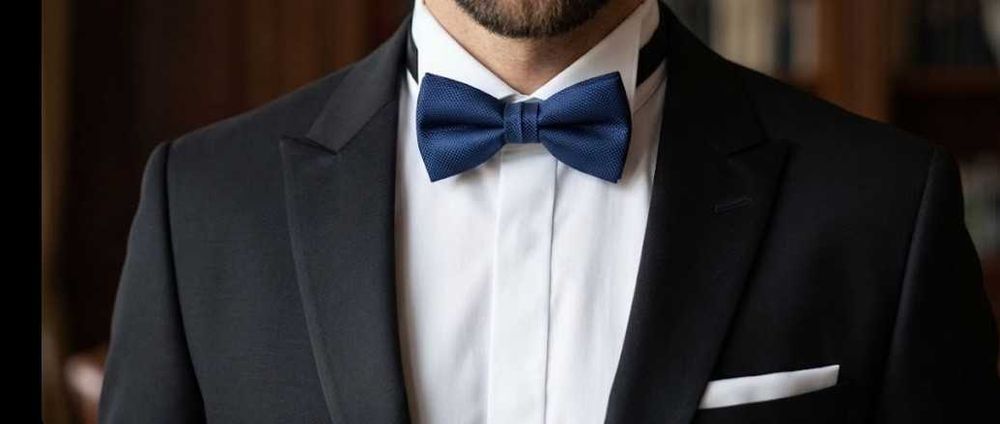 Papion elegant Albastru Închis texturat