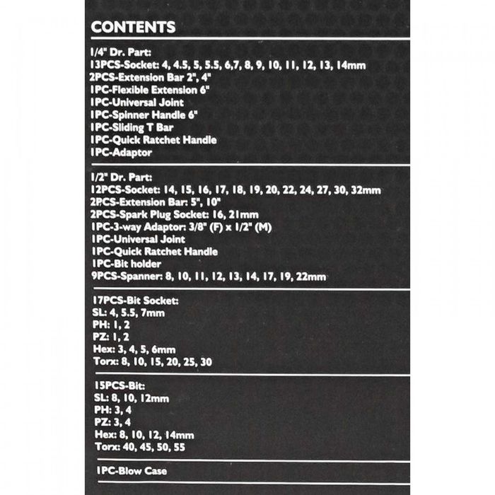 НЕМСКО Професионално Гедоре 94 Части 1/2 и 1/4  JCB + ЛЕД ФЕНЕР