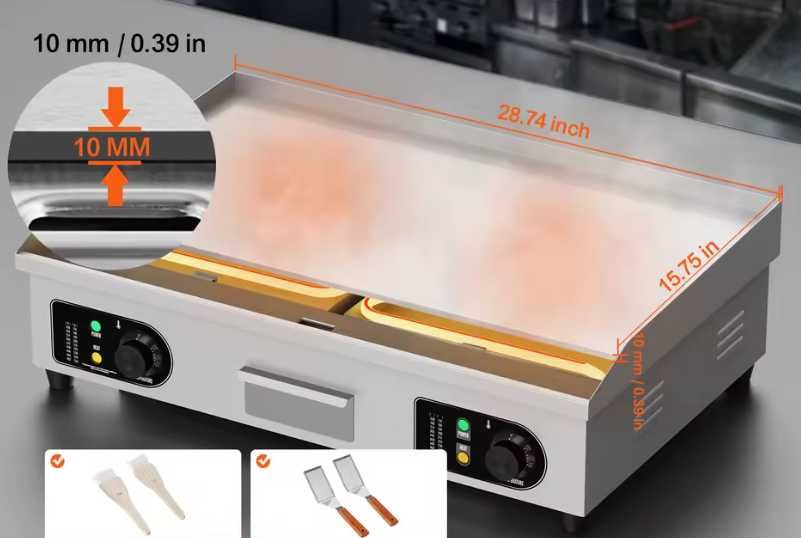 Grill gratar plita neteda  inox 80x50 cm  4400w 230v/380v restaurant