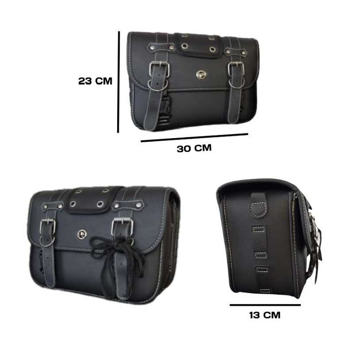 Мото дисаги Mercado Trade, Еко кожа, 30x23x13см, Черен