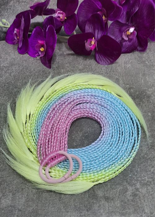 Афро-хвосты косички на резинке