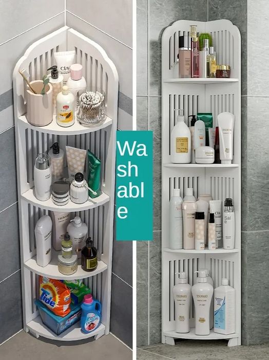 Ъглов рафт за баня, Етажерка за кухна, ъглов органайзер за килер