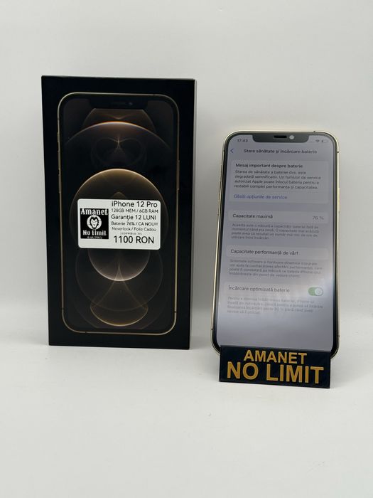 iPhone 12 Pro Gold 128GB Baterie 76% / CA NOU!!! Garantie 12 Luni.