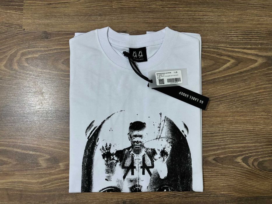 Оригинална Мъжка тениска 44 Group Label Regular Fit Черна/Бяла