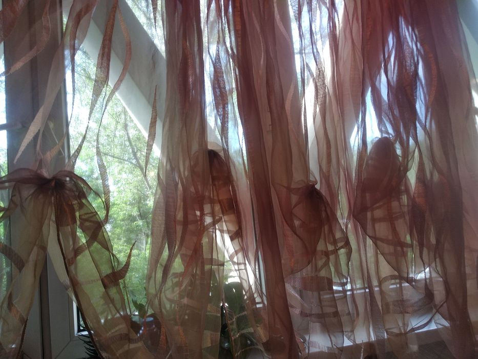 Тюль оранжевая волны