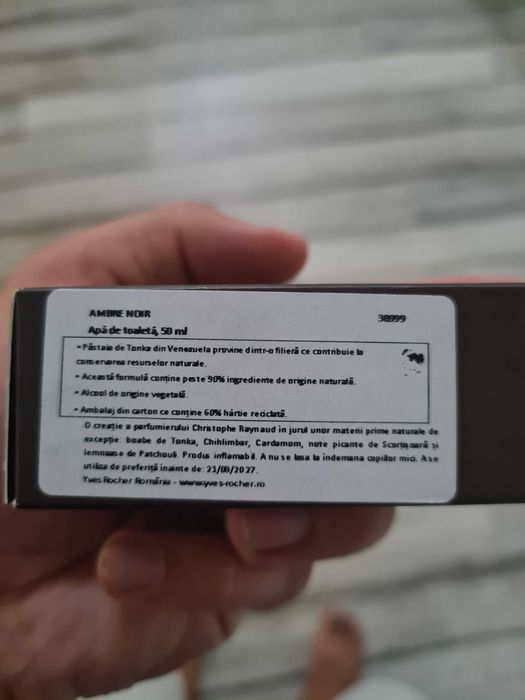 Parfum Yves Rocher AMBRE NOIR, Apa de Toaletă Bărbătească, 50ml - Aproape Nou! Exp. 2027