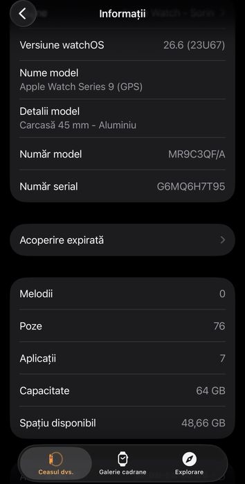 Apple watch 9 series, 45 mm aluminium & ceramic case