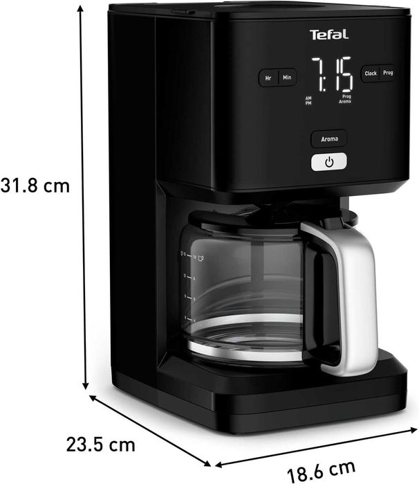 Smart'n'light Digital Филтърна кафемашина Tefal CM600810, 1.2л., Черна