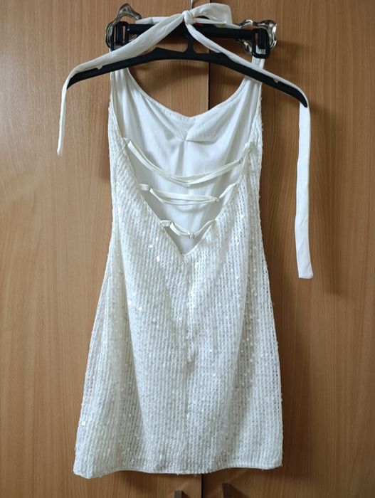 Rochie albă cu paiete, mărimea S