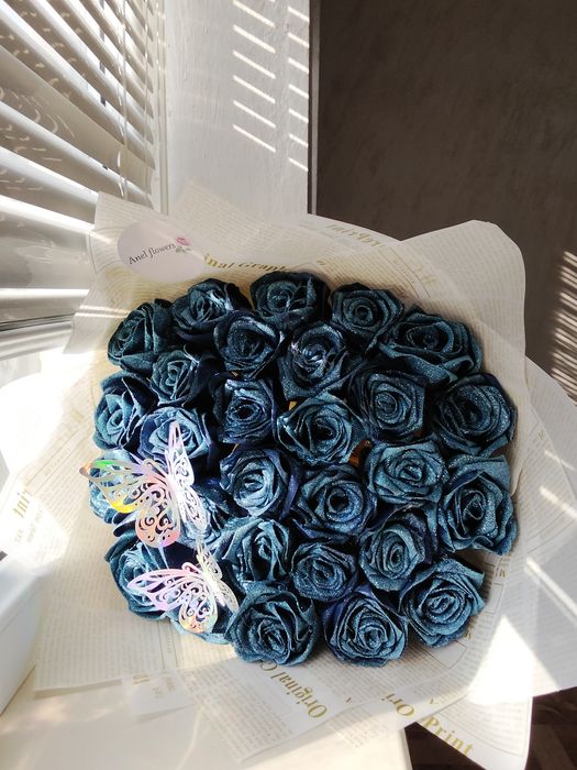 Букет розы из лент