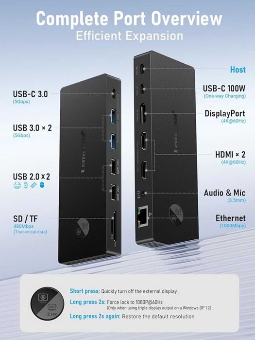 Нова, неотваряна Lemorele 13-в-1 USB-C Docking Station