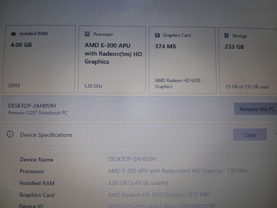 Laptop Compaq Presario CQ57