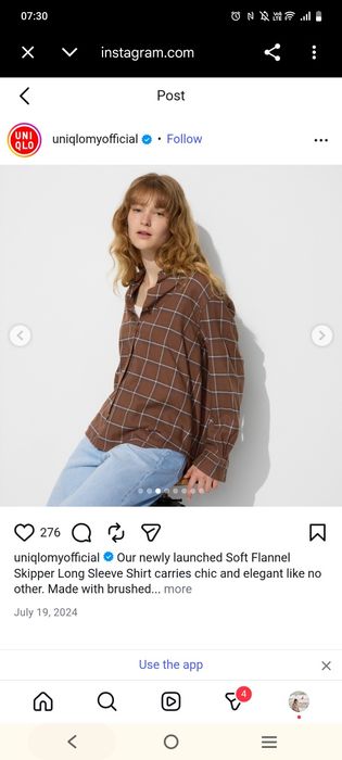 Фланелевоя рубашка uniqlo
