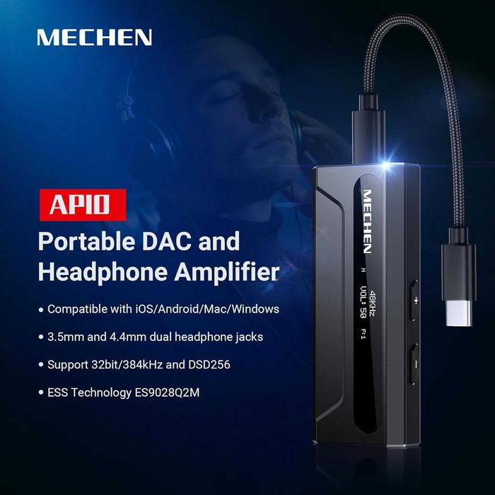 MECHEN AP10 USB C към AUX усилвател за слушалки DAC адаптер 3.5/4.4 мм