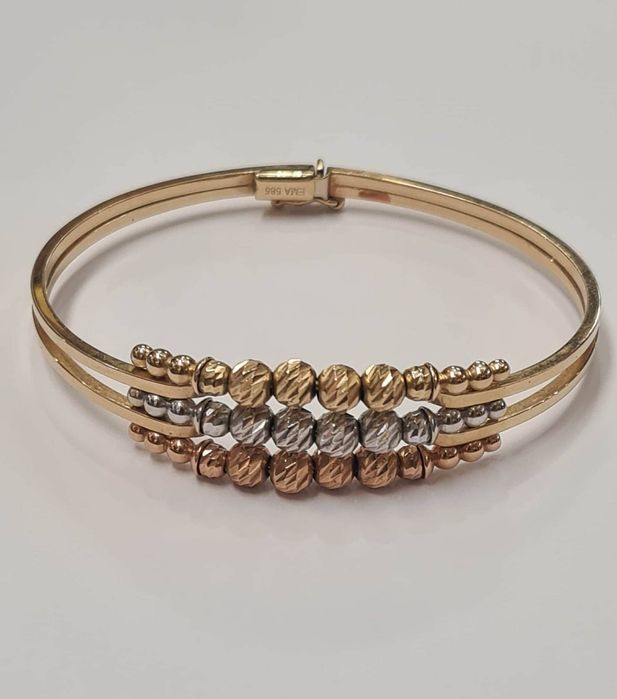 Bratara in 3 culori din aur galben, alb si roz 14k, BRAU117