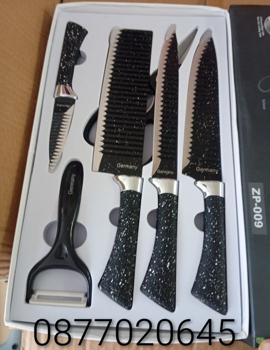 Немска. ZP-009 Професионален кухненски комплект ножове - 6 части,