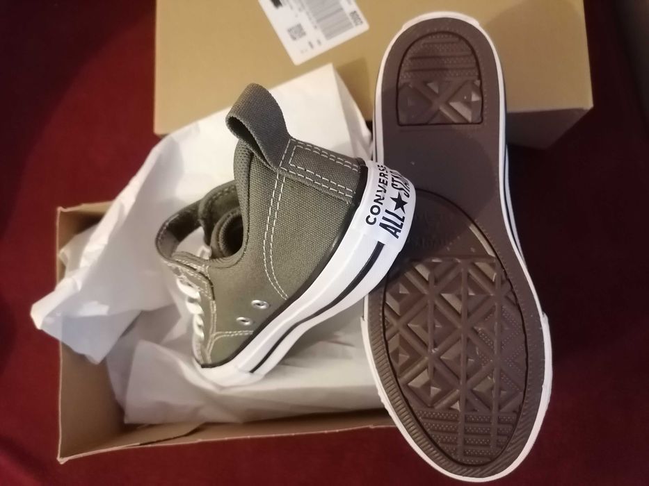 TENESI CONVERSE COPII MARIMEA 34 - 35 - BAIAT FATA UNISEX CHUCK TAYLOR all star malden - pantofi sport adidasi sneakersi casual oliv - ORIGINALI