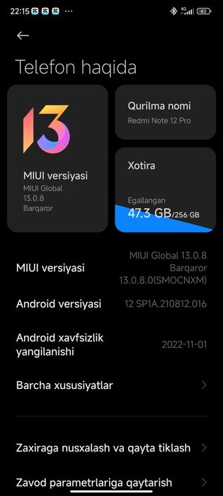 Redmi note 12pro 5g kafolati bilan