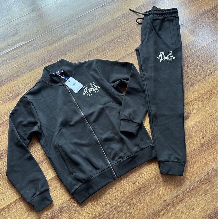 Мъжки,памучен,черен екип OFF White с голяма щампа на гърба