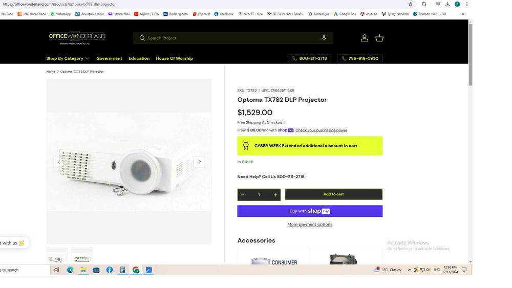 Optoma TX782 DLP VideoProiector