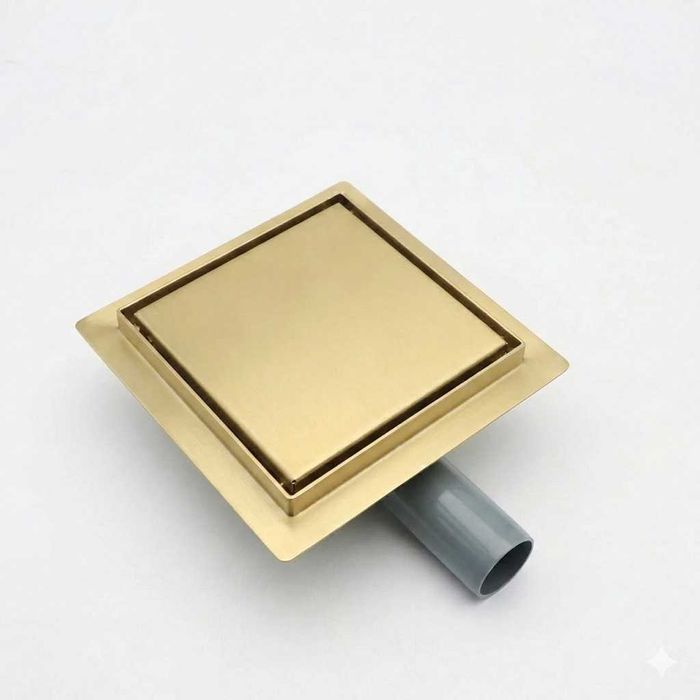 15см Квадратен подов сифон за плочка - черен / инокс / златен